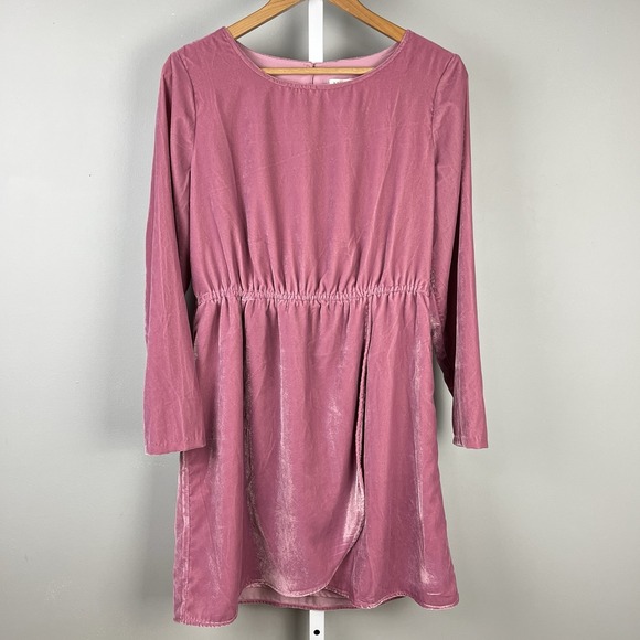 J. Crew Factory Velvet Tulip Hem Dress‎ Womens Size 10 Mauve Pink - Picture 1 of 6